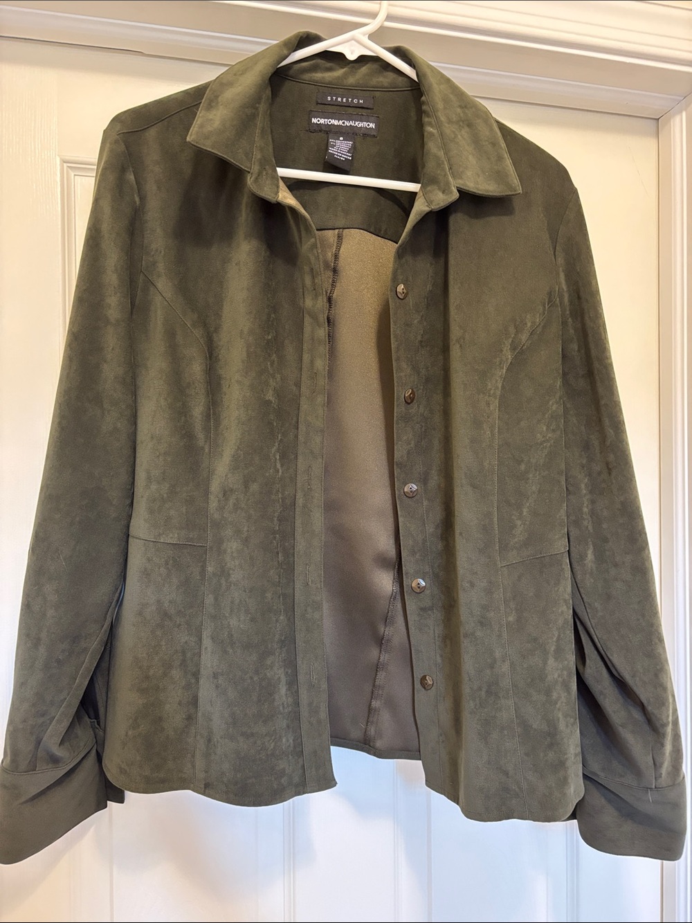 Norton McNaughton Olive Green Suede Button Jacket